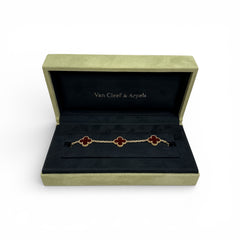 Van Cleef & Arpels Vintage Alhambra Bracelet, 5 Motifs, Carnelian, Yellow Gold