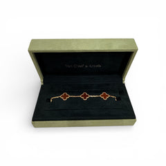 Van Cleef & Arpels Vintage Alhambra Bracelet, 5 Motifs, Carnelian, Yellow Gold
