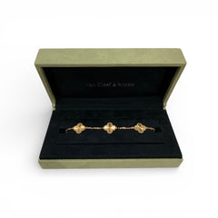 Van Cleef & Arpels Vintage Alhambra Bracelet, 5 Motifs, 18k Yellow Gold
