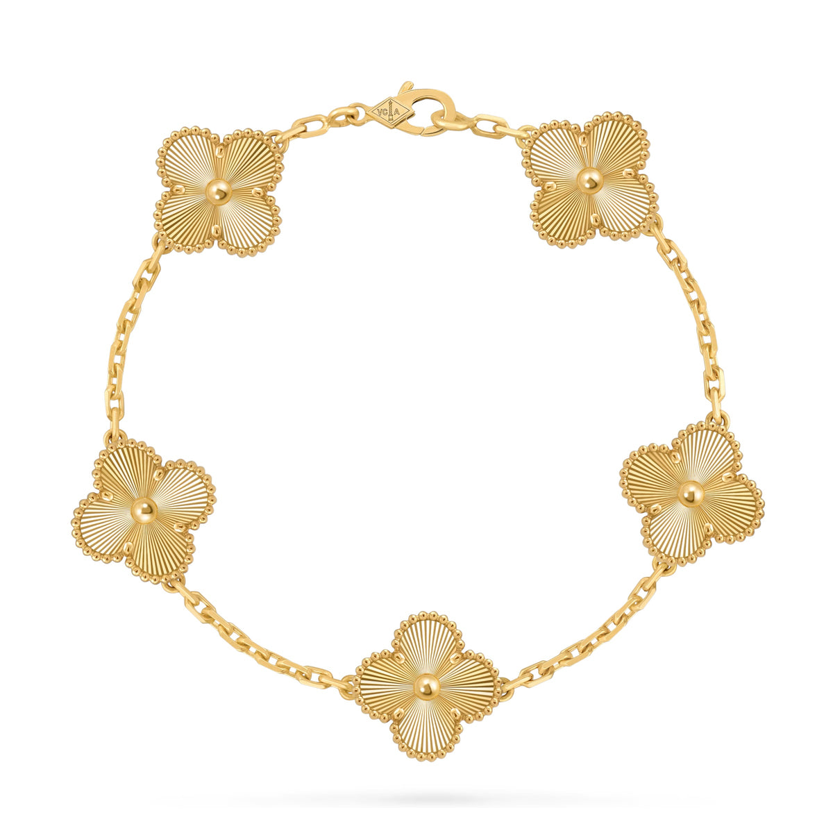 Van Cleef & Arpels Vintage Alhambra Bracelet, 5 Motifs, 18k Yellow Gold