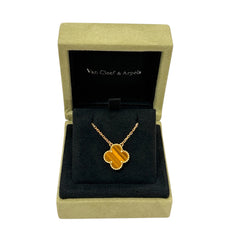 Van Cleef & Arpels Vintage Alhambra Pendant, Tiger Eye, Yellow Gold