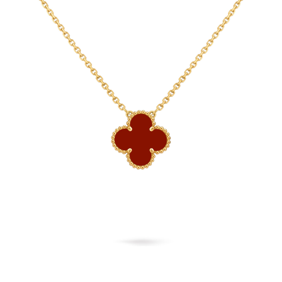 Van Cleef & Arpels Vintage Alhambra Pendant, Carnelian, Yellow Gold