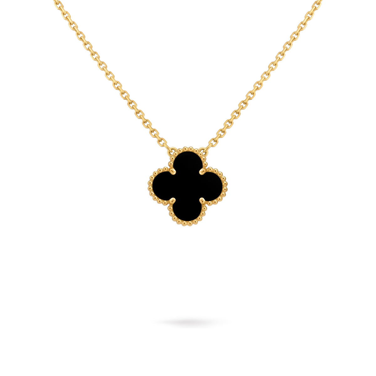 Van Cleef & Arpels Vintage Alhambra Pendant, Onyx, Yellow Gold