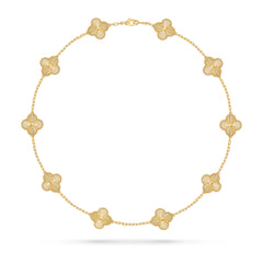 Van Cleef & Arpels Vintage Alhambra Necklace, 10 Motifs, 18K Yellow Gold