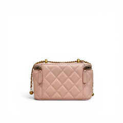 Chanel Vanity Case With Double Bead Chain Lambskin Pink