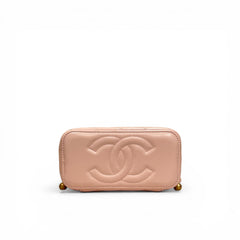 Chanel Vanity Case With Double Bead Chain Lambskin Pink
