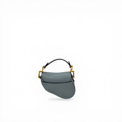 Dior Super Mini Saddle Bag Grained Calfskin Blue
