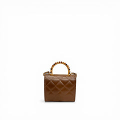 Chanel 23A Mini Top Handle Mini Clutch Lambskin Brown
