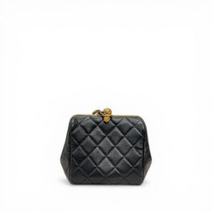 Chanel Vintage Frame Mini Kiss-Lock Clutch Lambskin Black