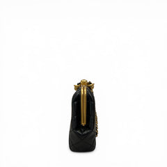 Chanel Vintage Frame Mini Kiss-Lock Clutch Lambskin Black