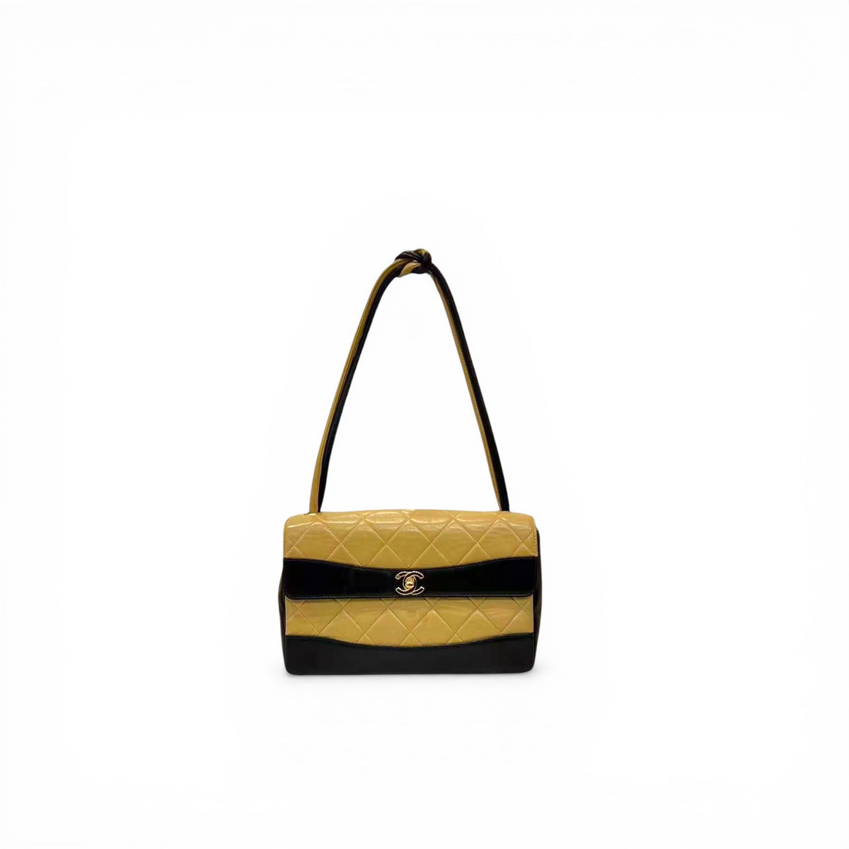 Chanel Vintage Matelasse Flap Bag Lambskin Beige