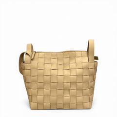 Bottega Veneta Maxi Intrecciato Cassette Bowling Bag Lambskin Beige