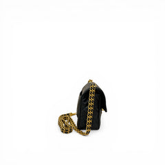 Chanel Mini Flap Bag with Letter Chain Lambskin Black