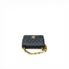 Chanel Mini Flap Bag with Letter Chain Lambskin Black