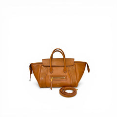 Celine Small New Luggage Bag Supple Shiny Lambskin Tan