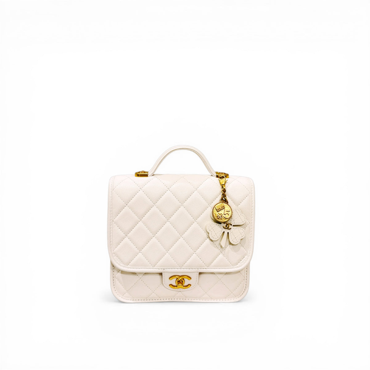 Chanel 25B Clover Backpack Caviar White (Microchip)