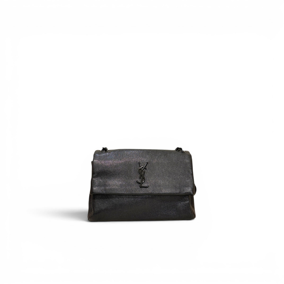 YSL Saint Laurent Medium Niki Textured-Leather Messenger Bag Black