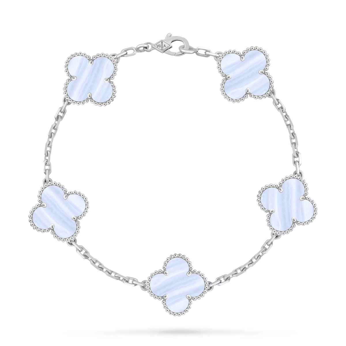 Van Cleef & Arpels Vintage Alhambra Bracelet, 5 Motifs, Chalcedony, White Gold