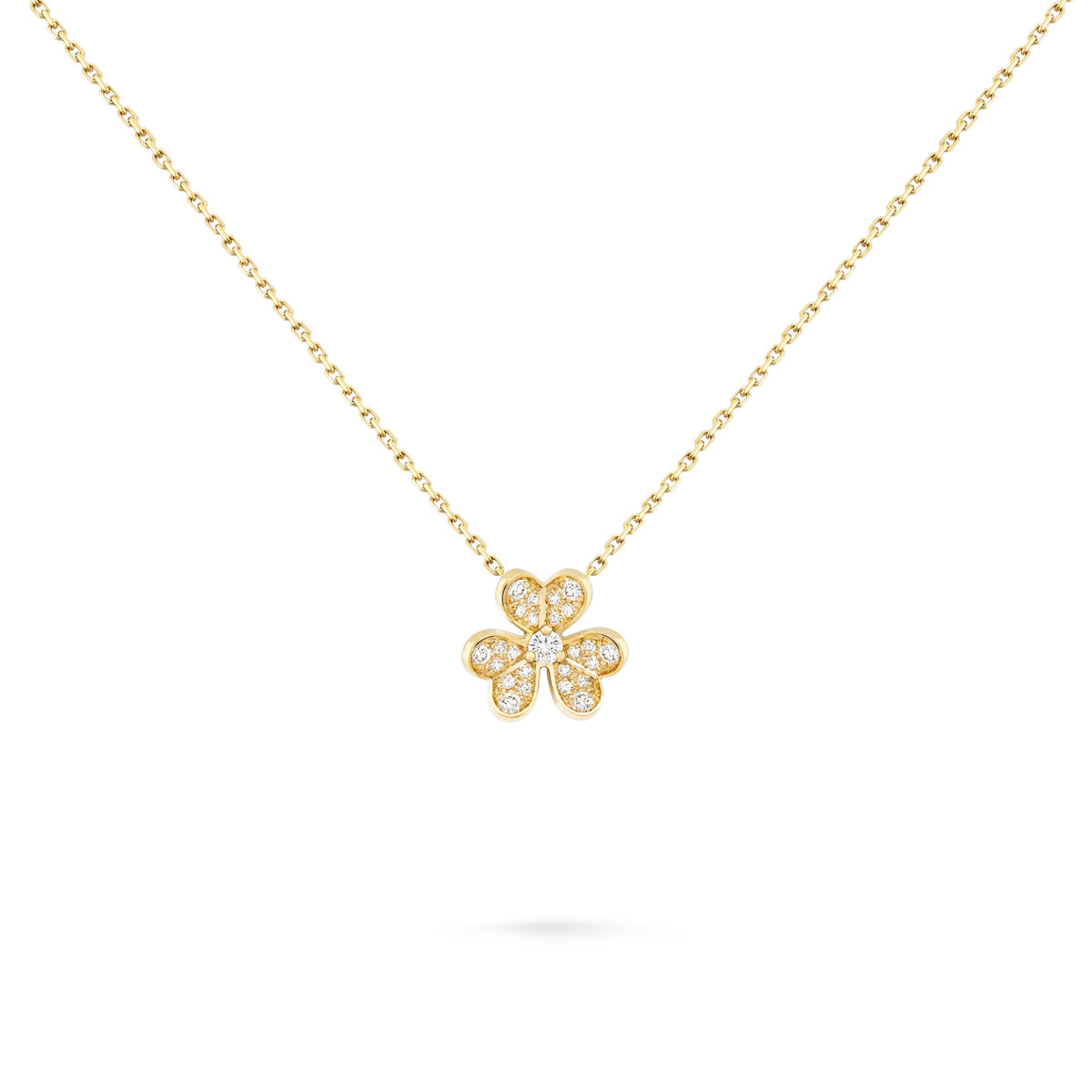 Van Cleef & Arpels Frivole pendant, mini model, 18k Yellow Gold with Diamond