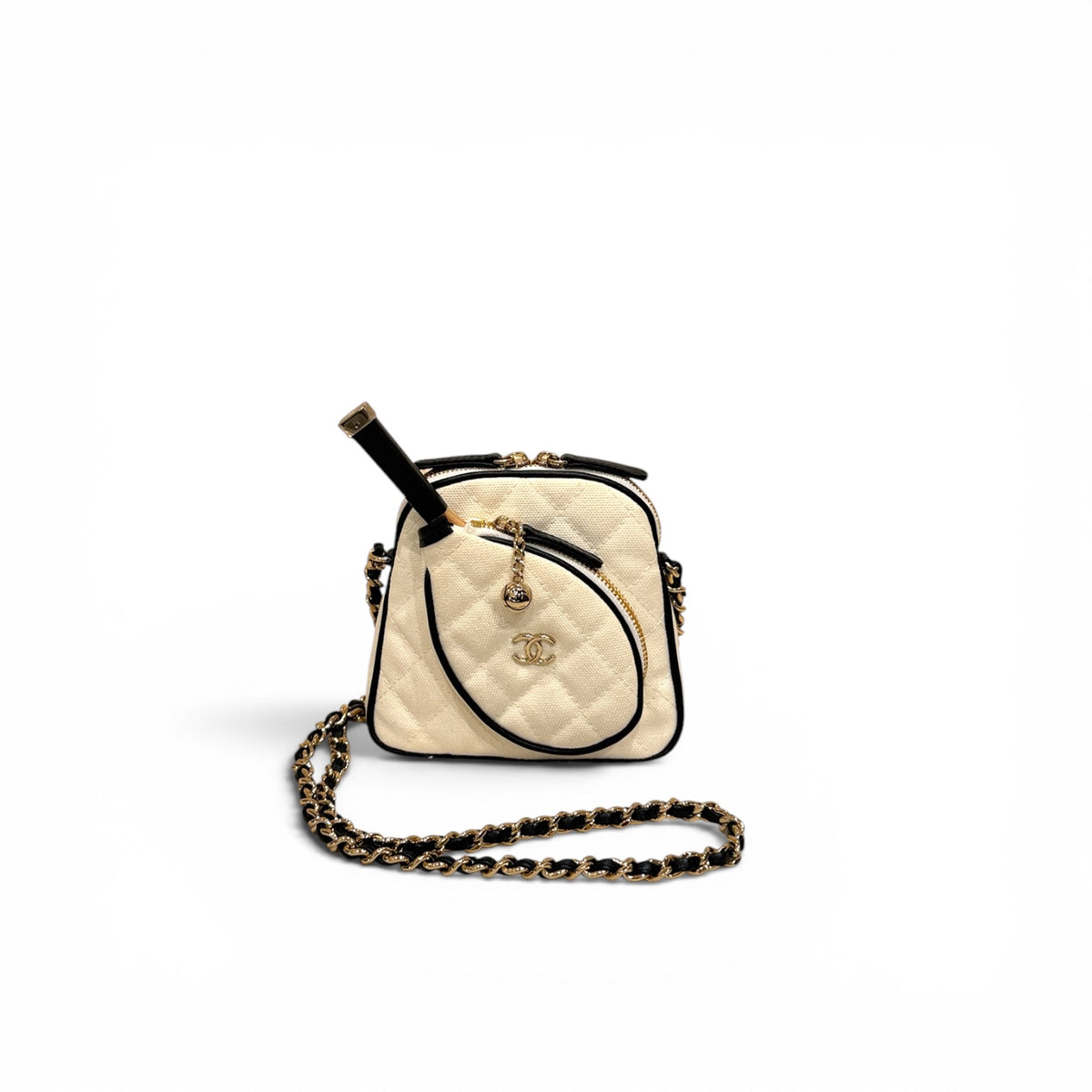 Chanel 2023 Coco Masters White Mini Tennis Cloth Crossbody Bag