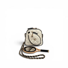 Chanel 2023 Coco Masters White Mini Tennis Cloth Crossbody Bag