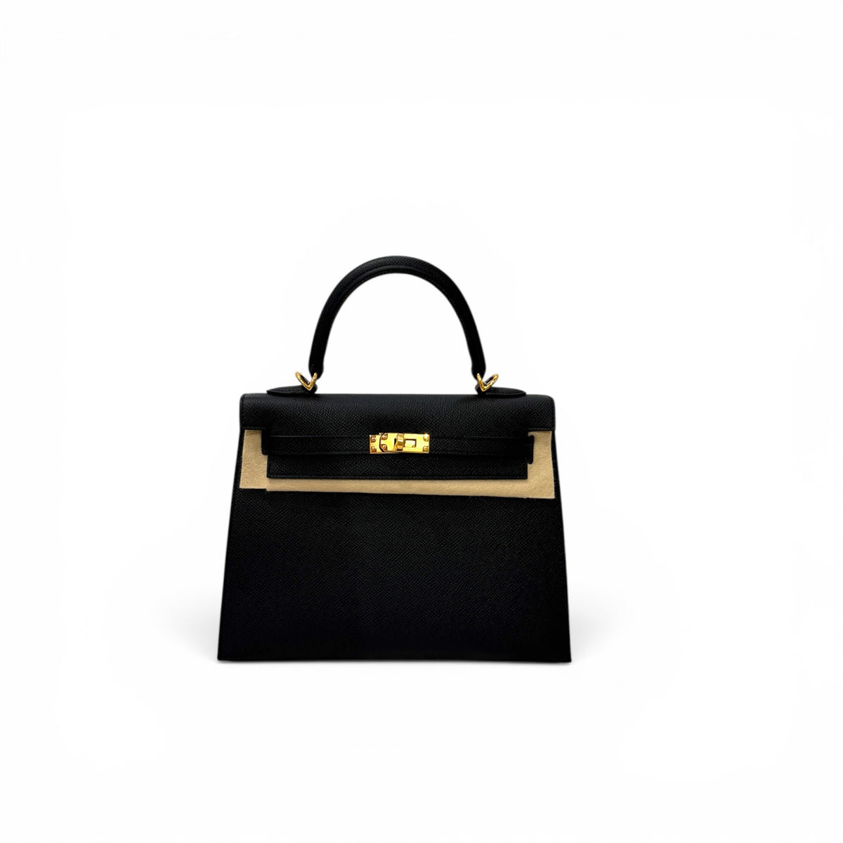Hermes Kelly 25 Epsom Black Gold STAMP G