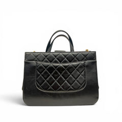 Chanel Black Leather Straight-Lined Shopper Tote