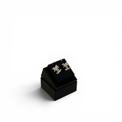 Chanel Bow Tie CC Logo Crystal Earrings