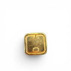 Chanel Square Pearl CC Logo Crystal Earring Gold Tone