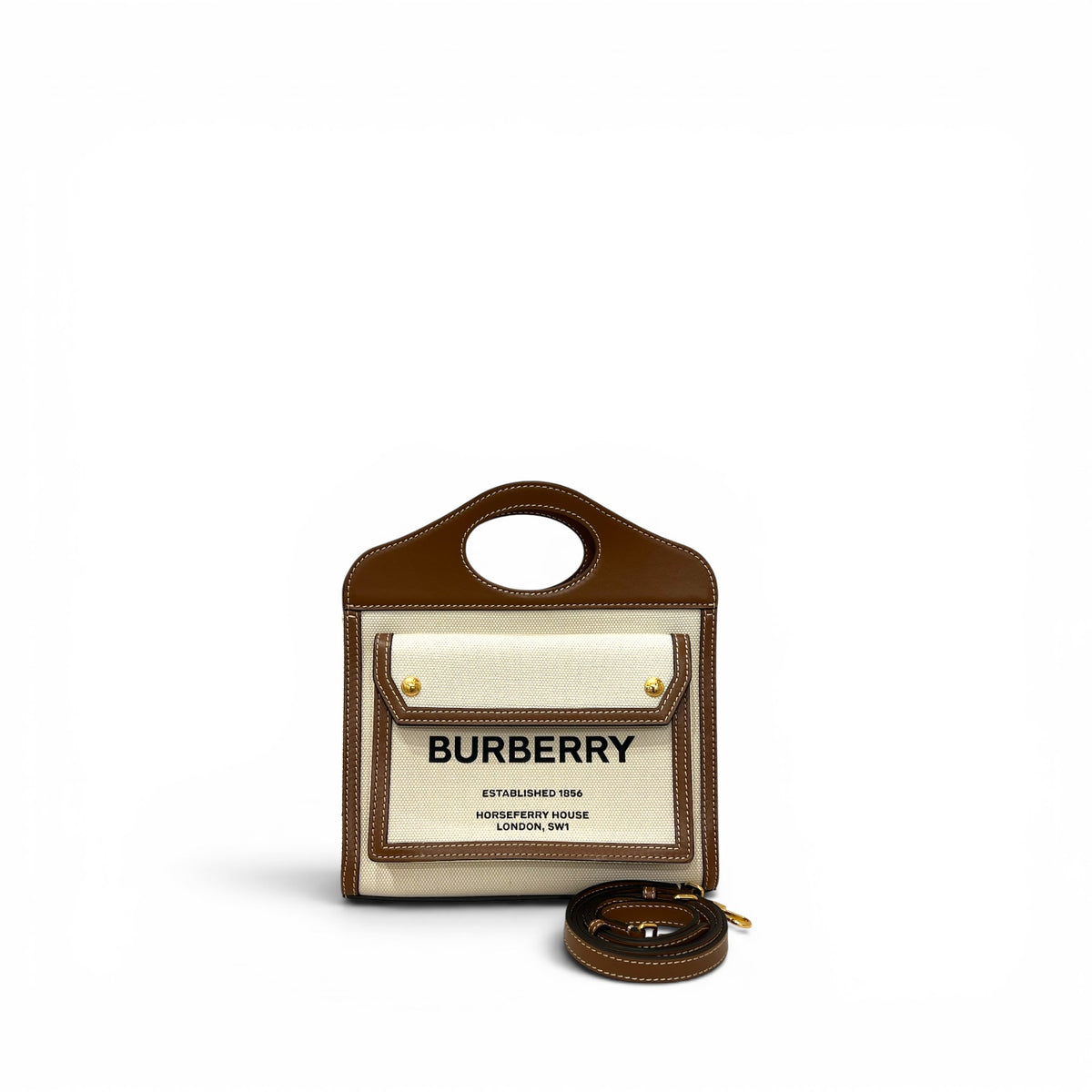 Burberry Mini Two-tone Canvas/Leather pocket bag