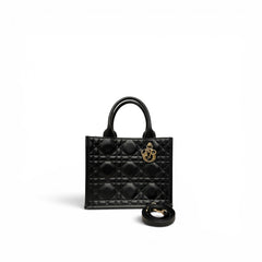 Dior Small Book Tote Macrocannage Calf Skin Black LGHW