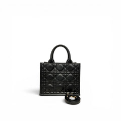 Dior Small Book Tote Macrocannage Calf Skin Black LGHW