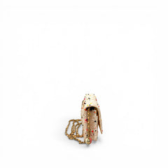 Chanel Chain Wallet Matelassé Tweed Pink Beige Gold Hardware