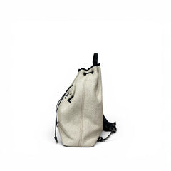 Chanel Deauville Straw Large Backpack White / Navy blue