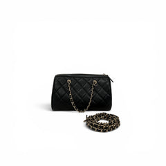 Chanel 25P Quilted Bowling Bag Lambskin Black LGHW (Microchip)