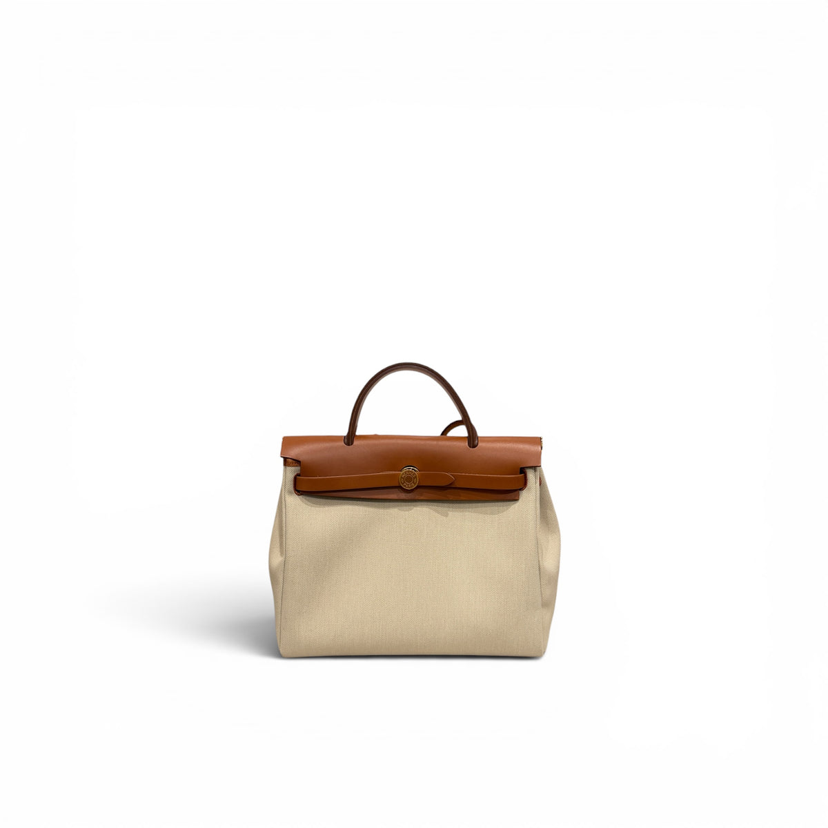 Hermes Herbag 31 Zip Bag Canvas/Hunter Leather Beton GHW Stamp Y