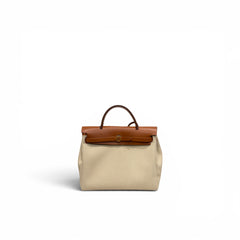 Hermes Herbag 31 Zip Bag Canvas/Hunter Leather Beton GHW Stamp Y