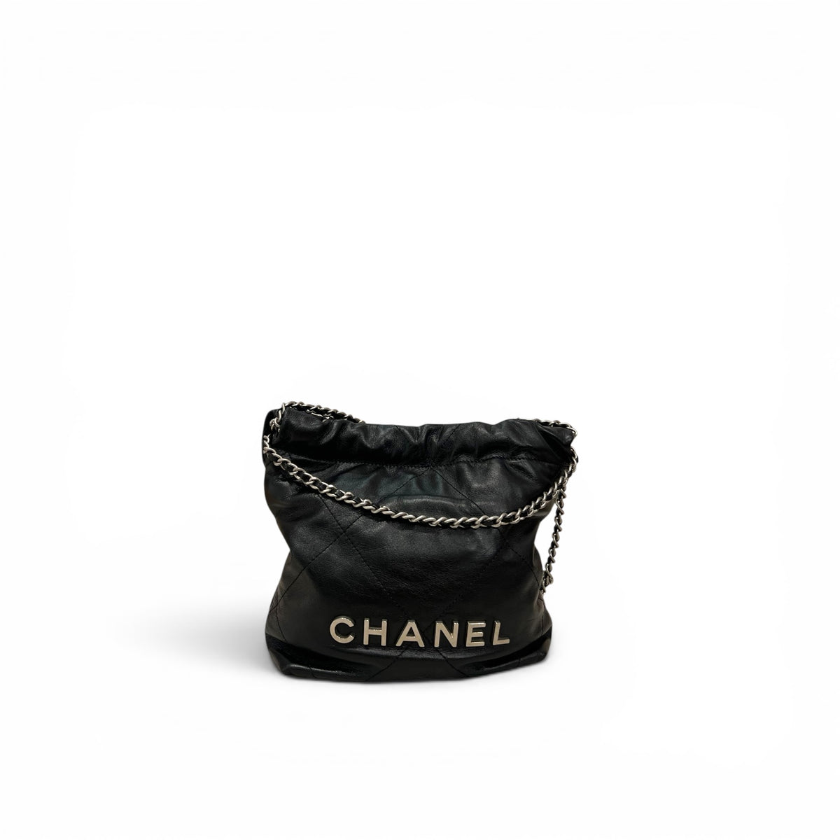 Chanel Mini 22 Bag Shiny Calfskin Black SHW (Microchip)