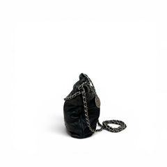 Chanel Mini 22 Bag Shiny Calfskin Black SHW (Microchip)