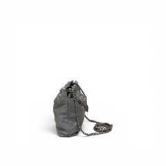 Chanel Mini 22 Bag Shiny Calfskin Grey SHW (Microchip)