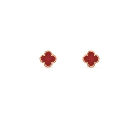 Van Cleef & Arpels Sweet Alhambra Earstuds Rose Gold, Carnelian