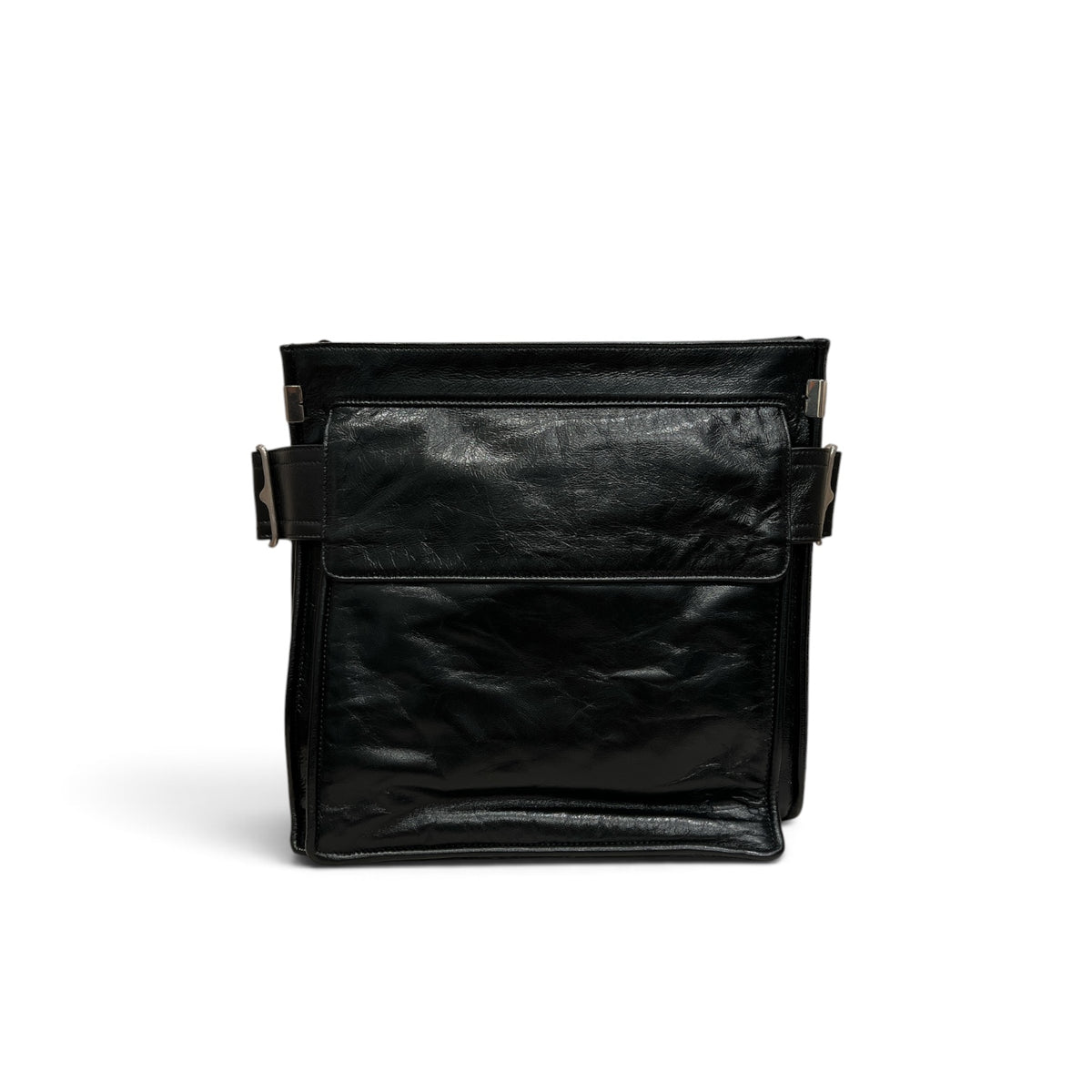 Burberry Trench Tote Bag Crinkled Lambskin Black