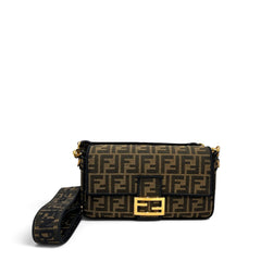 Fendi Baguette Bag FF Jacquard Fabric Brown