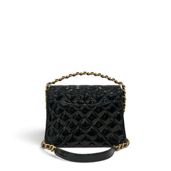 Chanel 31 Rue Cambone Top Handle Flap Bag Patent Black (Microchip)