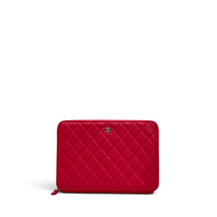 Chanel Zip Around Organizer Clutch Lambskin Pink