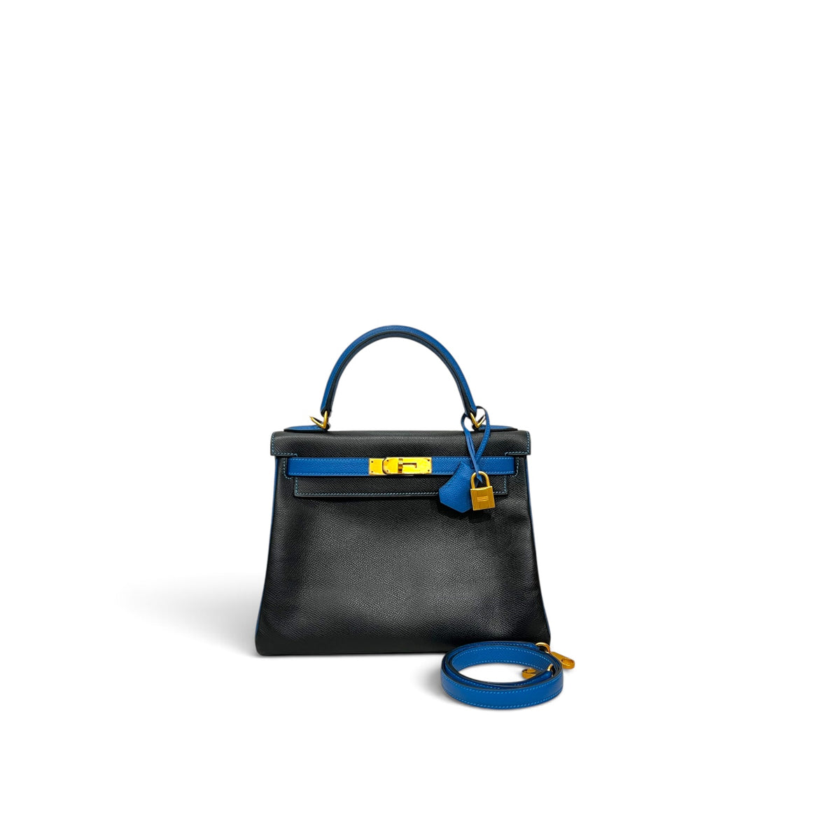 Hermes Kelly 28 Epsom Black&Blue GHW Square R