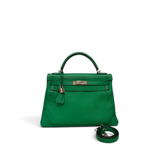Hermes Bamboo Togo Ghillies Kelly 32 SHW SQUARE R