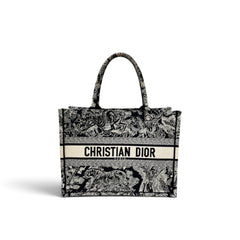 Dior Medium Book Tote Black Toile De Jouy Embroidery