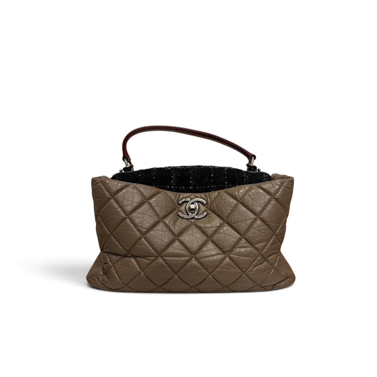 Chanel Portobello Top Handle Bag Aged Calfskin Grey