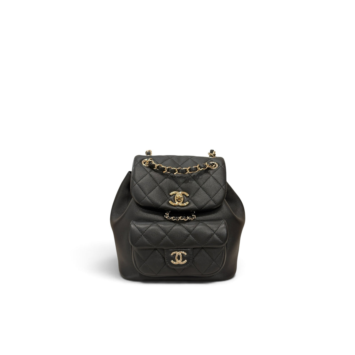 Chanel Mini Duma Backpack Calfskin Black LGHW (Microchip)